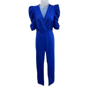 NWT Elegant Bocarosa Blue Jumpsuit With Puff Sleeves Medium Size